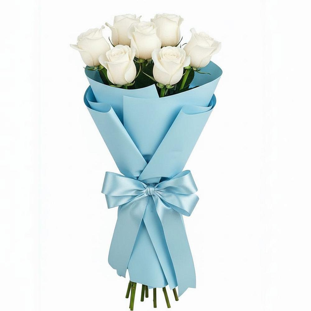 Букет 7 белых роз Проуд в Саки