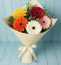 Букет цветов из:  Герберы #REPLACE_PRED# Саки