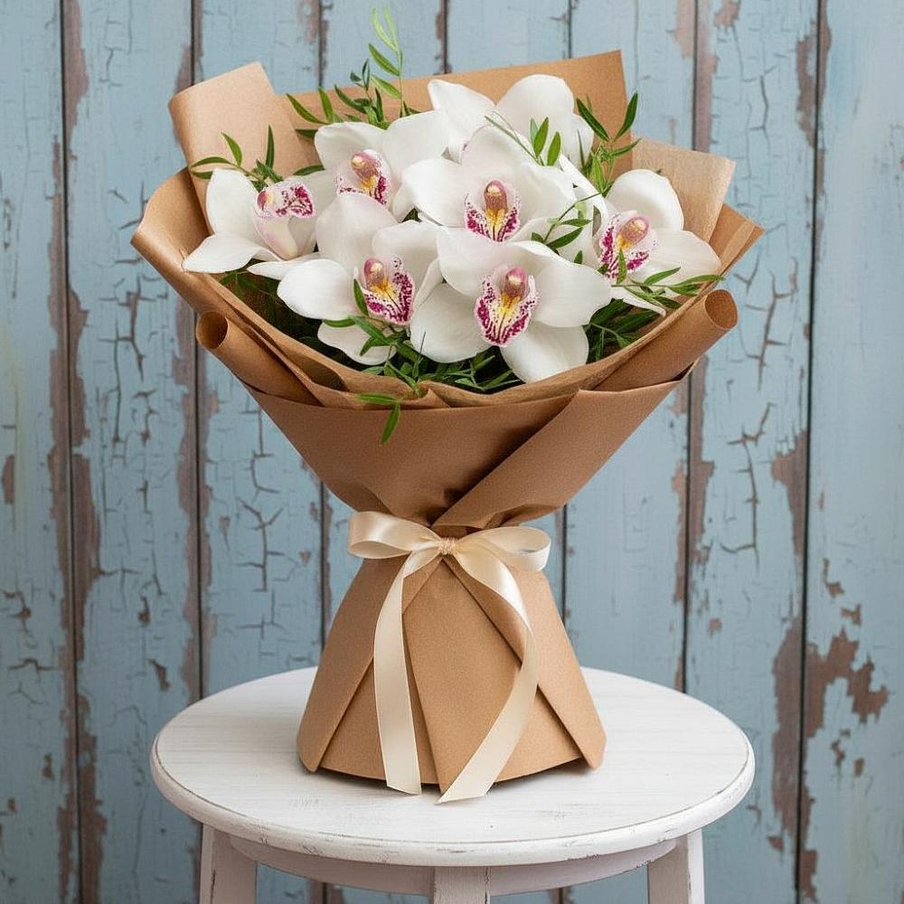 Букет цветов из: Орхидеи и Розы в Саки