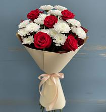 Букет цветов из:  Розы и Хризантемы #REPLACE_PRED# Саки