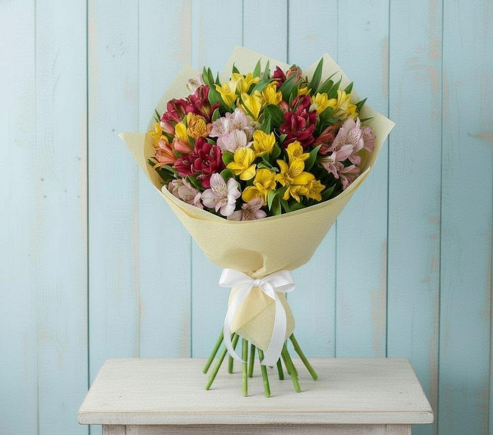 Букет цветов из: Альстромерии в Саки